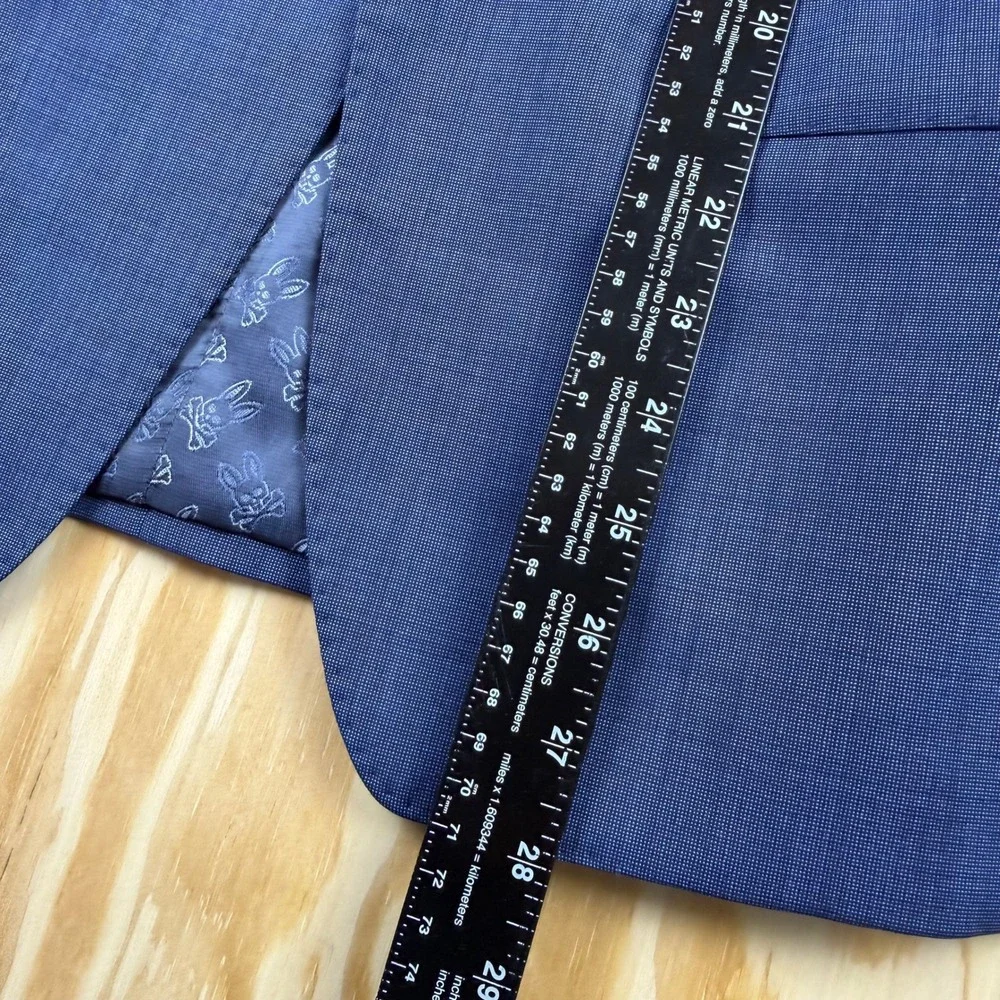Psycho Bunny Blazer Wool Men Sport Coat 2 Buttons Blue Jacket Sz 36S Modern Fit